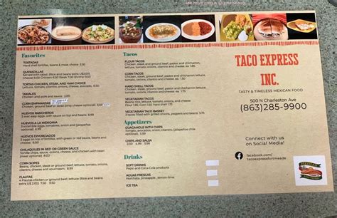 Menu at Taco Express restaurant, Fort Meade