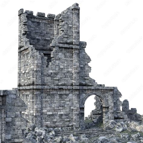 3D Rendered Ancient Castle Ruins on White Background - 3D Illustration ...