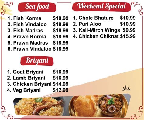 Menu at Samosa King restaurant, Doonside