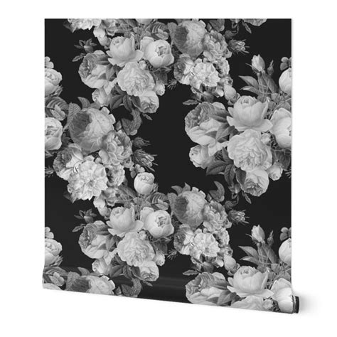 Black and Gray Large floral Wallpaper | Large floral wallpaper, Floral ...