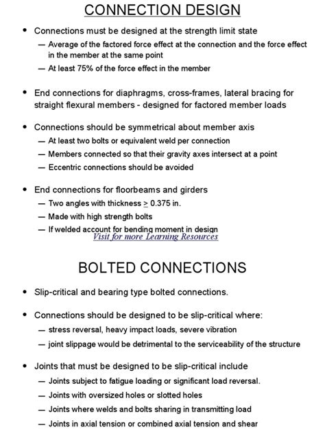 Design of Steel Structure - Connection Design | PDF | Screw | Welding