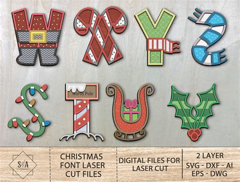 Christmas Font Bundle SVG christmas Alphabet Laser Cut Files - Etsy