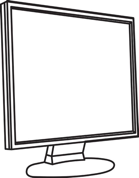 Technology Black and White Outline Clipart - flat-screen-monitor-black ...