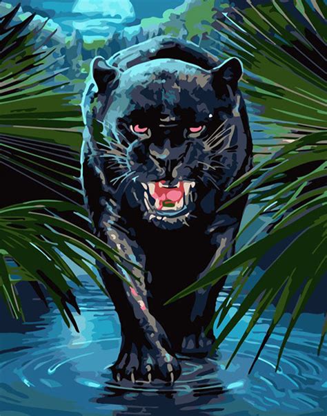 Black Panther Roaring Paint By Numbers Kit | Art Of Paint By Numbers