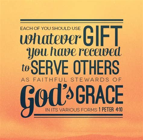 1 Peter 4:10 - Each of you should use whatever gift you have received ...