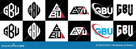 GBU Letter Logo Design in Six Style. GBU Polygon, Circle, Triangle ...