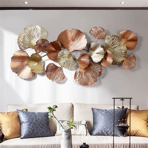 Luxury Gold Ginkgo Leaves Metal Wall Decor Home Art 53.9"L x 24.4"H