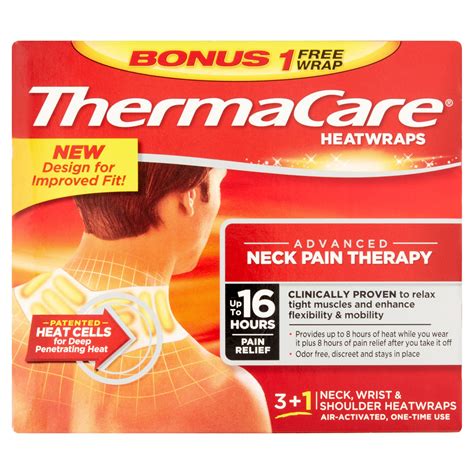 ThermaCare Advanced Neck Pain Therapy (3 Count + 1 Bonus) Heatwraps, Up ...