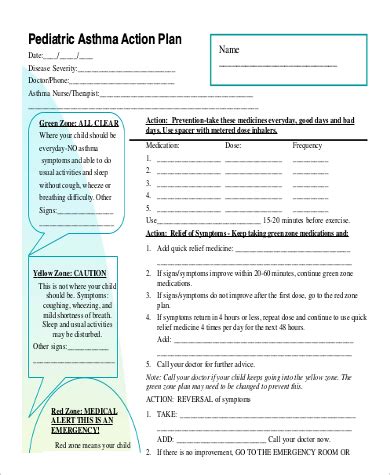 FREE 9+ Sample Asthma Action Plan Templates in PDF | MS Word