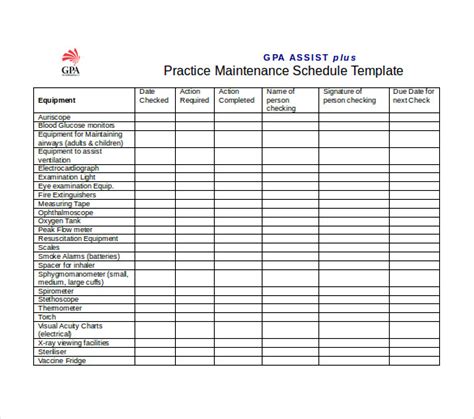 Landscape Maintenance Schedule Template | printable schedule template