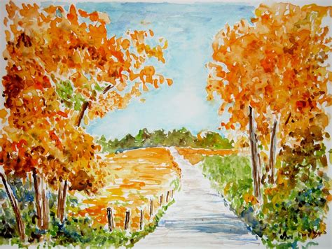 Artist Adron: Watercolor Sketch of Autumn Scene