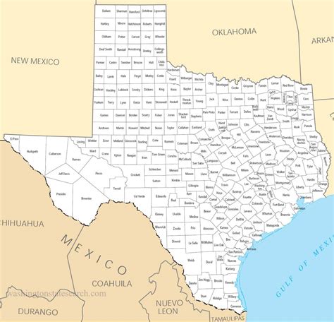 Printable Texas Counties Map