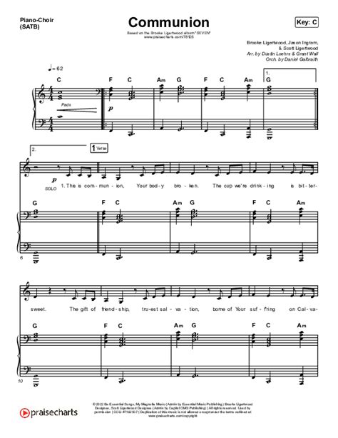 Communion Sheet Music PDF (Brooke Ligertwood) - PraiseCharts