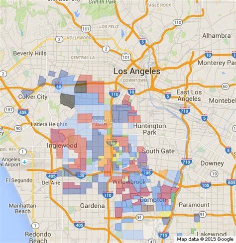 La Gangs Map 2021 - Map Of East Coast