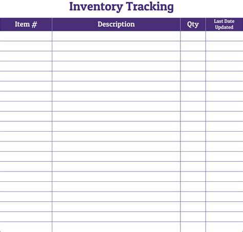 Printable Inventory Count Sheet