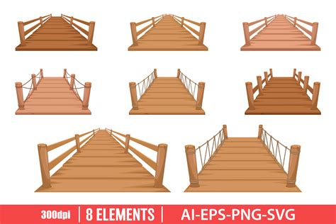 Wooden Bridge Clipart Set Graphic by Emil Timplaru Store · Creative Fabrica