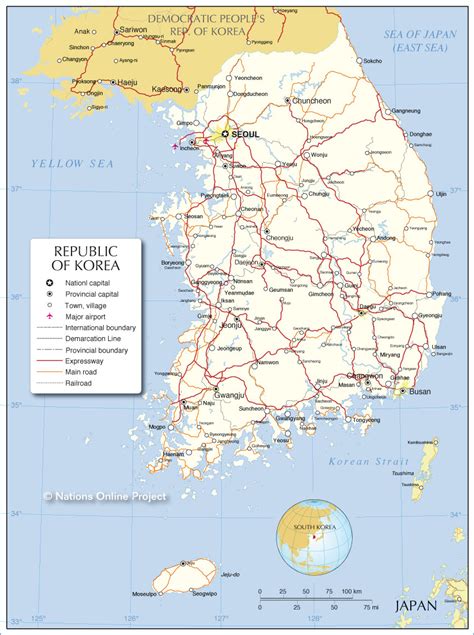 Political Map of the Republic of Korea (South Korea) - Nations Online ...