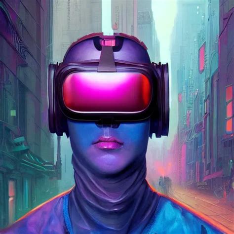 vibrant portrait of masked cyberpunk hero with Oculus | Stable ...