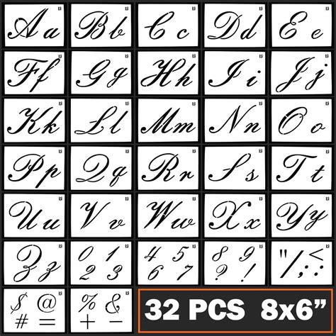 Buy Caligraphy Stencil Letters Cursive Alphabet Letter Number Drawing ...