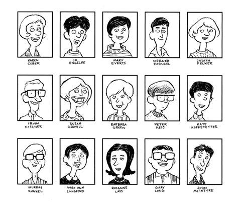 Artist's Cartoon Drawings of Mom's 1968 Yearbook