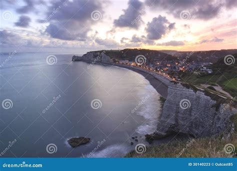 Sunrise over Etretat stock image. Image of geologic, outdoors - 30140223