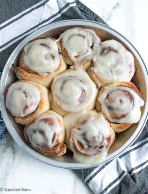 Easy No-Knead Cinnamon Rolls with Cream Cheese Icing - Katiebird Bakes