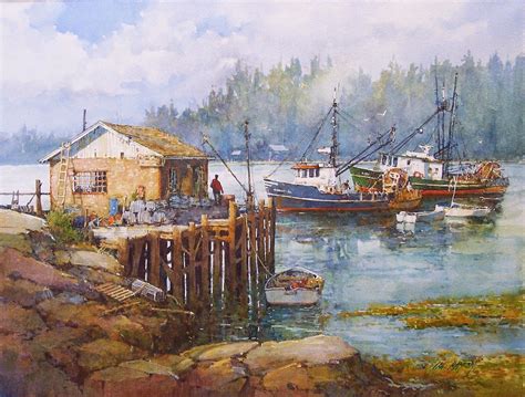 Ian Ramsay Watercolors | Watercolor landscape, Watercolor water, Boat art