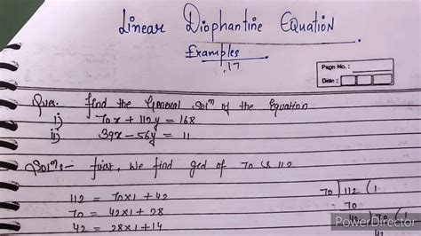 Linear diophantine equation examples - YouTube