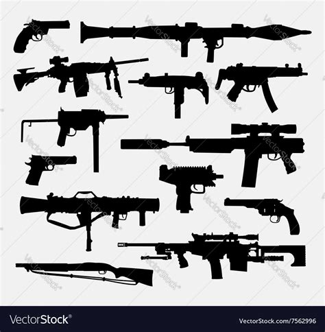 Gun weapon silhouette Royalty Free Vector Image