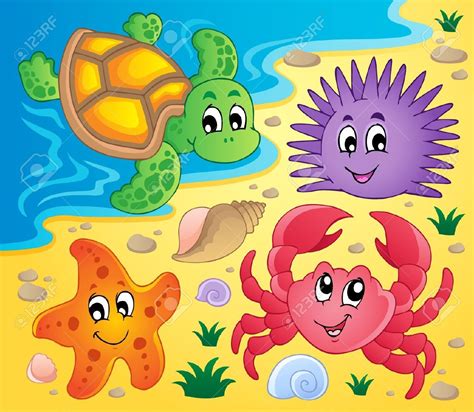 Beach with shells and sea animals 3 | Bande dessinée facile, Plage de ...