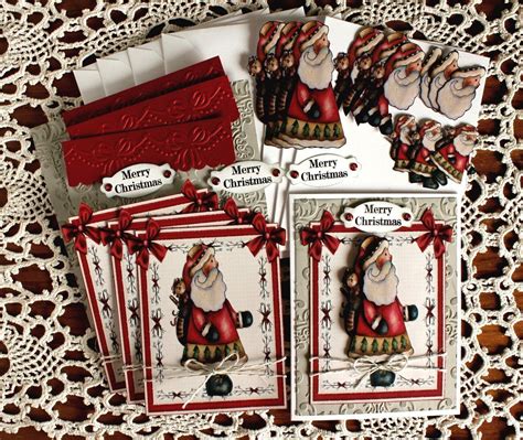 DIY Card Kit-primitive Santa Card Kit, Christmas Santa Card Kit, Father ...