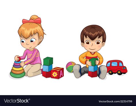 Kids Playing Toys Clipart