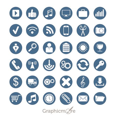 36 Flat Icons Set Design Free Vector File by GraphicMore | Icon set ...