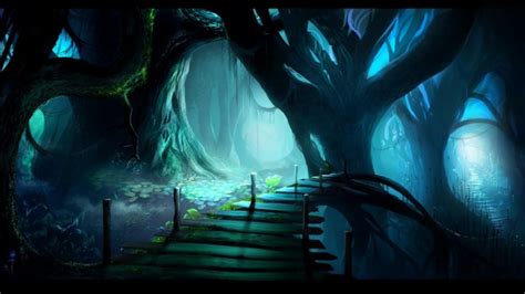 Forest Desktop Wallpaper - Night Fantasy Forest - 1366x768 Wallpaper ...