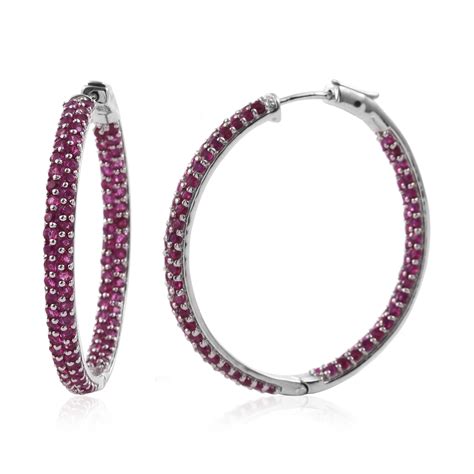 Shop LC - Ruby Platinum Plated Silver Hoops Hoop Earrings for Women ...