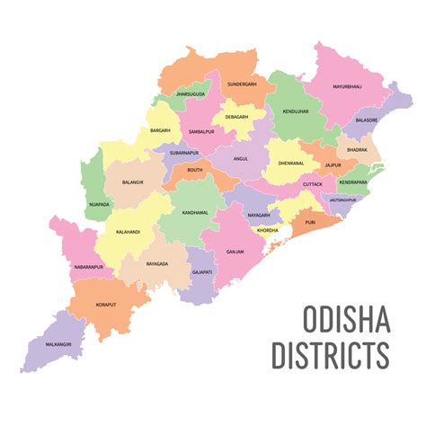 Odisha district map vector illustration 21847963 Vector Art at Vecteezy