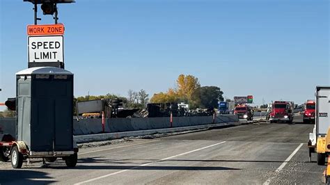 Semi truck tire blowout causes fiery crash on I-84