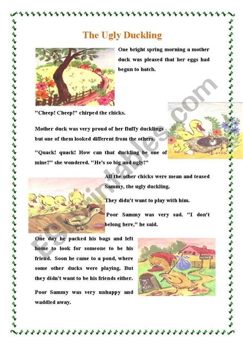 The Ugly Duckling Part 1 - ESL worksheet by Thumbelina17