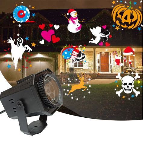 4 Patterns Halloween Christmas Outdoor Waterproof LED Laser Projector ...