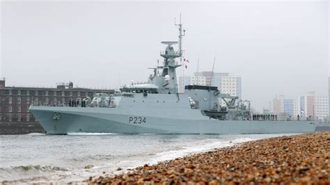 HMS Spey sails under White Ensign for first time