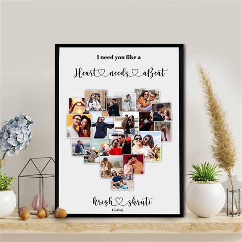 Heart Collage Frame With Names Photo Frames Anniversary, 46% OFF