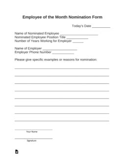 Free Employee of the Month Nomination Form - PDF | Word – eForms