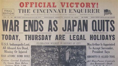 Today in History, August 14, 1945: Japan surrendered, ending World War II