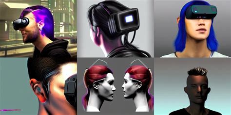 cyberpunk vr headset concept art, hair worn up - Arthub.ai