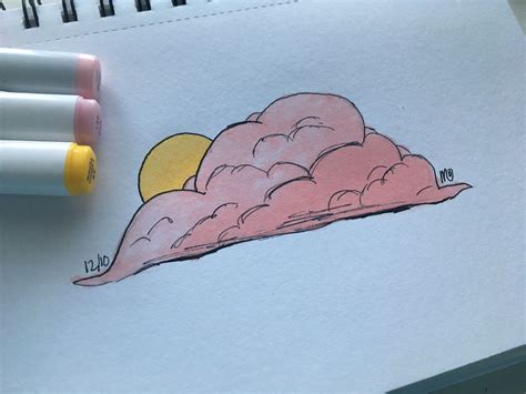 Sunset cloud sketch | Drawing sunset, Visual art, Sketch book