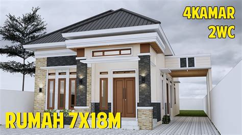 DESAIN RUMAH MINIMALIS 7X18m 1 LANTAI 4 KAMAR TIDUR 2023 | Dream house ...