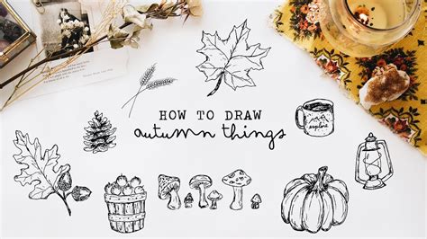 how to draw autumn things (+ free printable) - YouTube