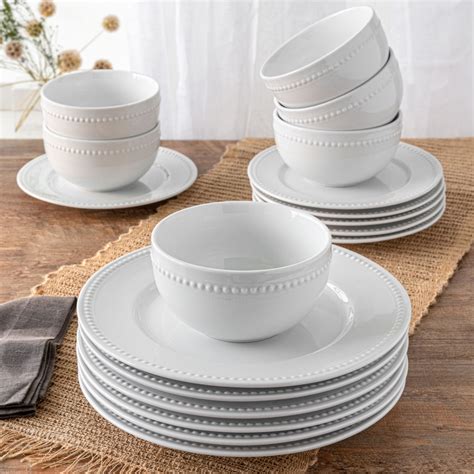 Better Homes & Gardens 18 Piece Porcelain Sophia Beaded Dinnerware Set ...