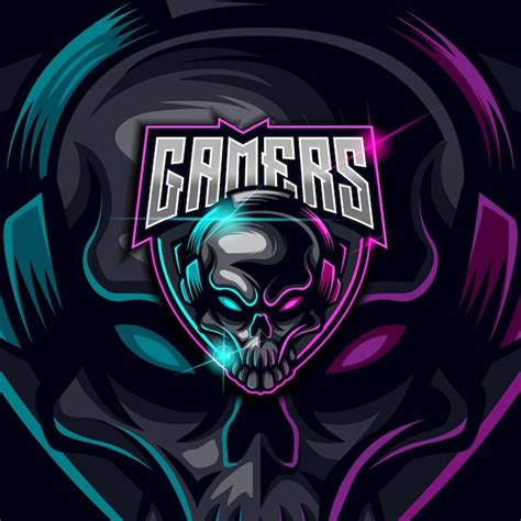 Premium Vector | Skull Headset Gaming Esport logo design template