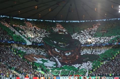 Celtic fans put on stunning Tifo display with flares to welcome ...